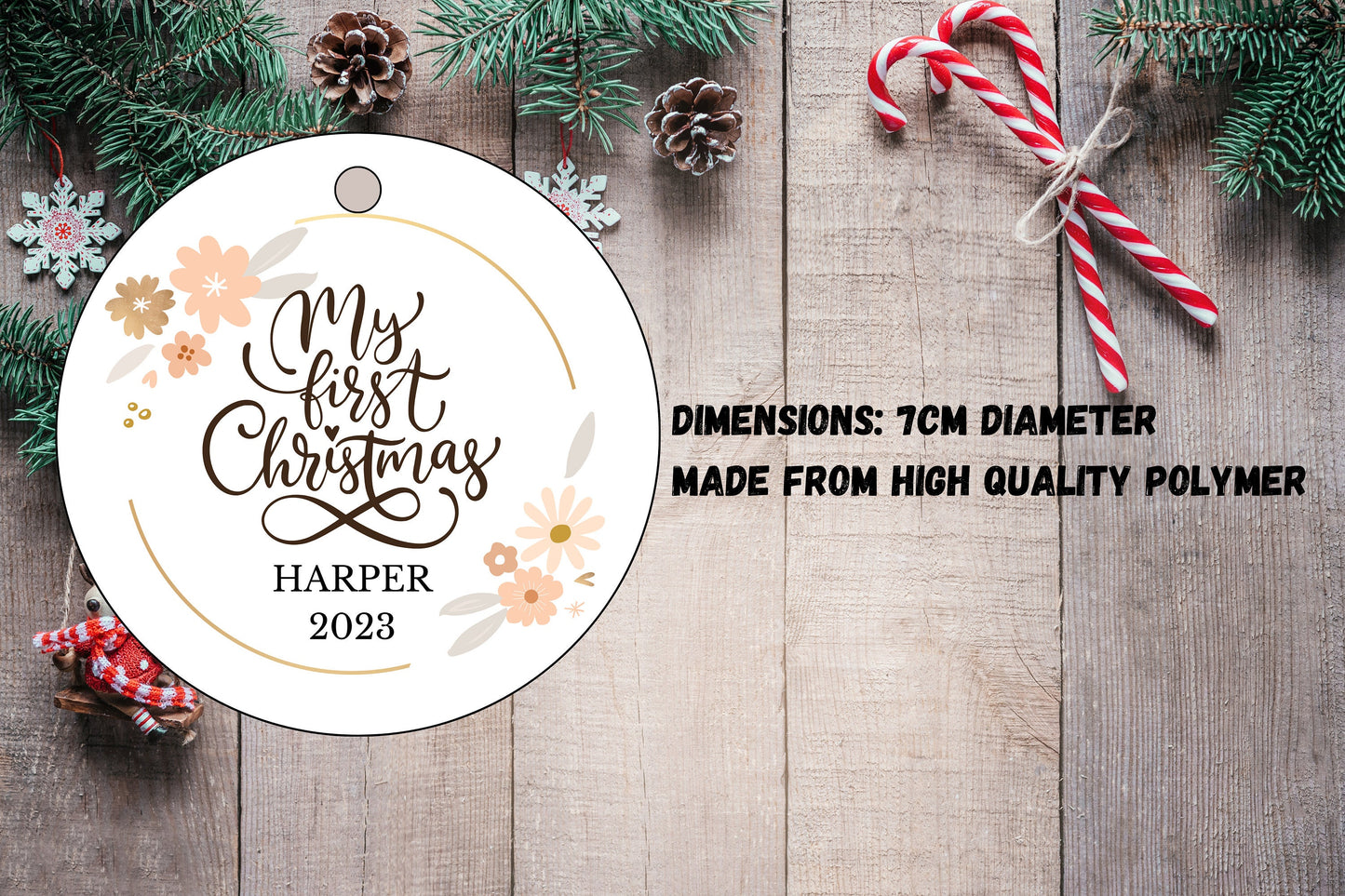 Personalised Baby's First Christmas Decoration, 1st First Christmas Baby Ornament 2025, Cute Christmas Bauble, Christmas Gift