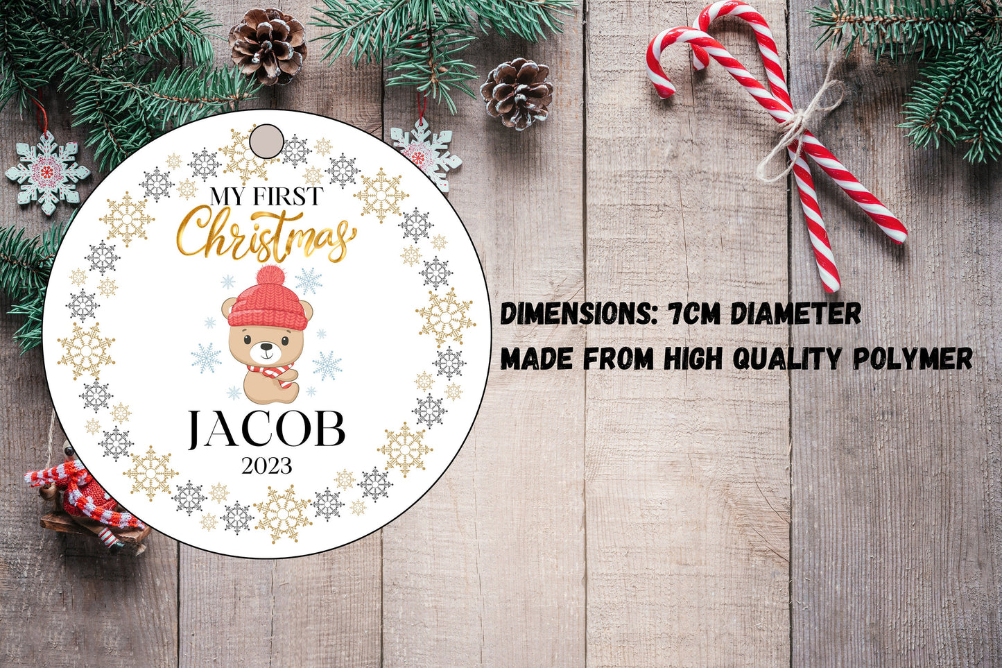 Personalised Baby's First Christmas Decoration, 1st First Christmas Baby Ornament 2025, Cute Christmas Bauble, Christmas Gift