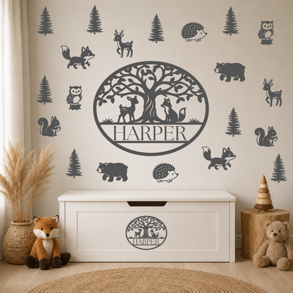 Woodland Animal Wall Decals for Kids Room | Forest Nursery Wall Stickers