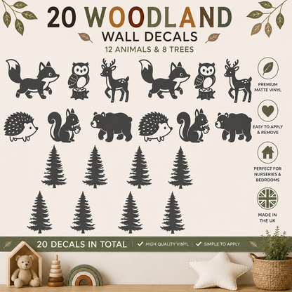 Woodland Animal Wall Decals for Kids Room | Forest Nursery Wall Stickers
