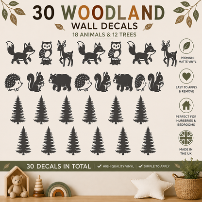 Woodland Animal Wall Decals for Kids Room | Forest Nursery Wall Stickers