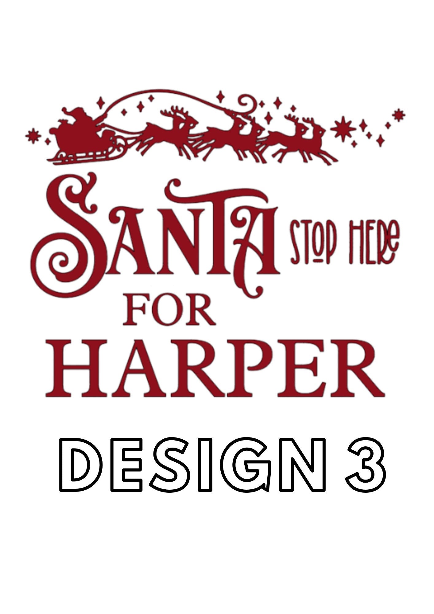 Personalised Christmas Wall Sticker, Santa Stop Here, Decoration Window Vinyl Names Kids