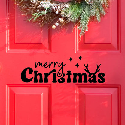 Merry Christmas Front Door Sticker | Vinyl Adhesive Glossy Wall Decal Xmas Decoration