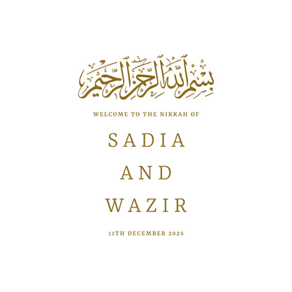 Custom Designed Nikkah Wedding Vinyl Decal- Personalised with your Details - Choose Your Font, Colour and Size