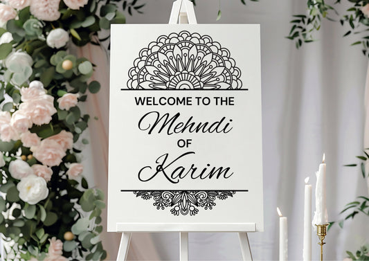 Custom Designed Mehndi Henna Wedding Vinyl Decal- Personalised with your Details - Choose Your Colour & Size. Hindu Haldi, Indian Weddings,