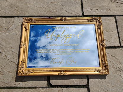 Custom Designed Wedding Unplugged Ceremony Vinyl Decal- Personalised with your Details - Choose Your Font, Colour and Size