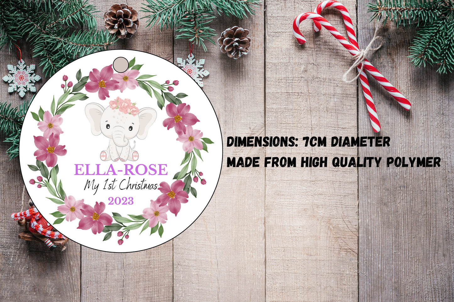 Personalised Baby's First Christmas Decoration, 1st First Christmas Baby Ornament 2025, Cute Christmas Bauble, Christmas Gift for Girl