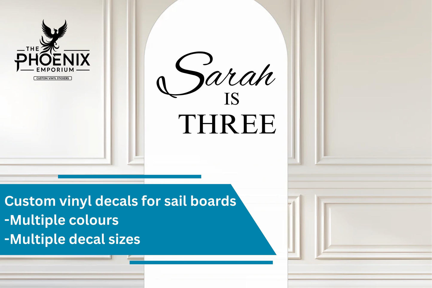 Name is Age Personalised Stickers For Sail Board | Birthday Signs Vinyl Decal Wording Balloon Arch