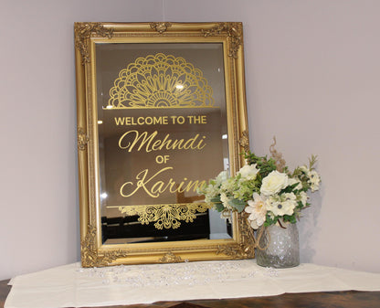 Custom Designed Mehndi Henna Wedding Vinyl Decal- Personalised with your Details - Choose Your Colour & Size. Hindu Haldi, Indian Weddings,