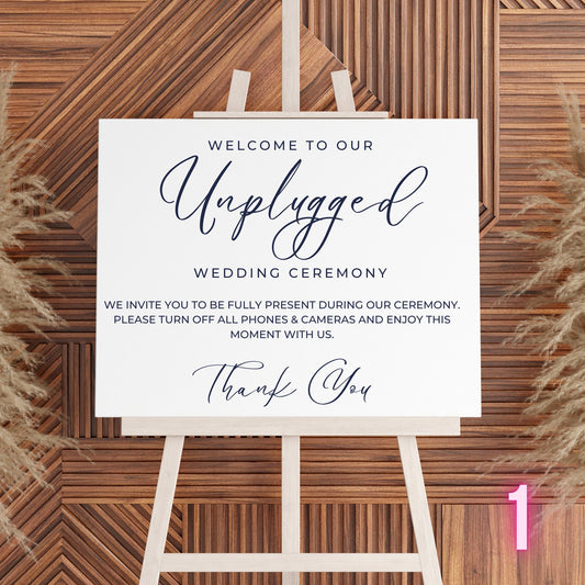 Custom Designed Wedding Unplugged Ceremony Vinyl Decal- Personalised with your Details - Choose Your Font, Colour and Size