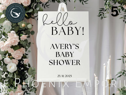 Custom Designed Baby Shower Vinyl Decal- Personalised with your Details - Choose Your Font, Colour and Size