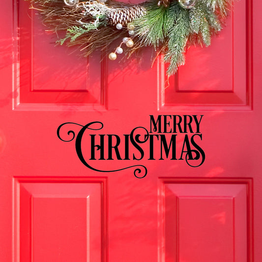 Merry Christmas Front Door Sticker | Vinyl Adhesive Glossy Wall Decal Xmas Decoration