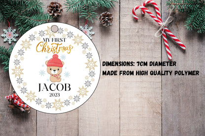 Personalised Baby's First Christmas Decoration, 1st First Christmas Baby Ornament 2025, Cute Christmas Bauble, Christmas Gift