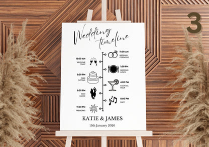 Custom Designed Wedding Timeline Order of the Day Plan Vinyl Decal- Personalised with your Details - Choose Your Font, Colour and Size
