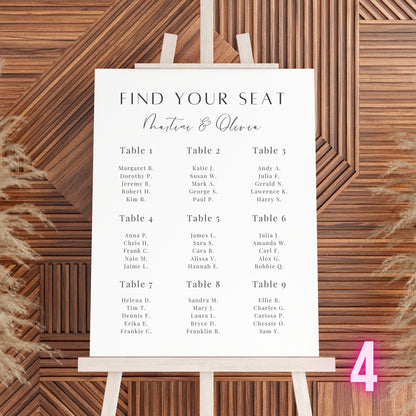 Custom Designed Wedding Seating Plan Vinyl Decal- Personalised with your Details - Choose Your Font, Colour and Size