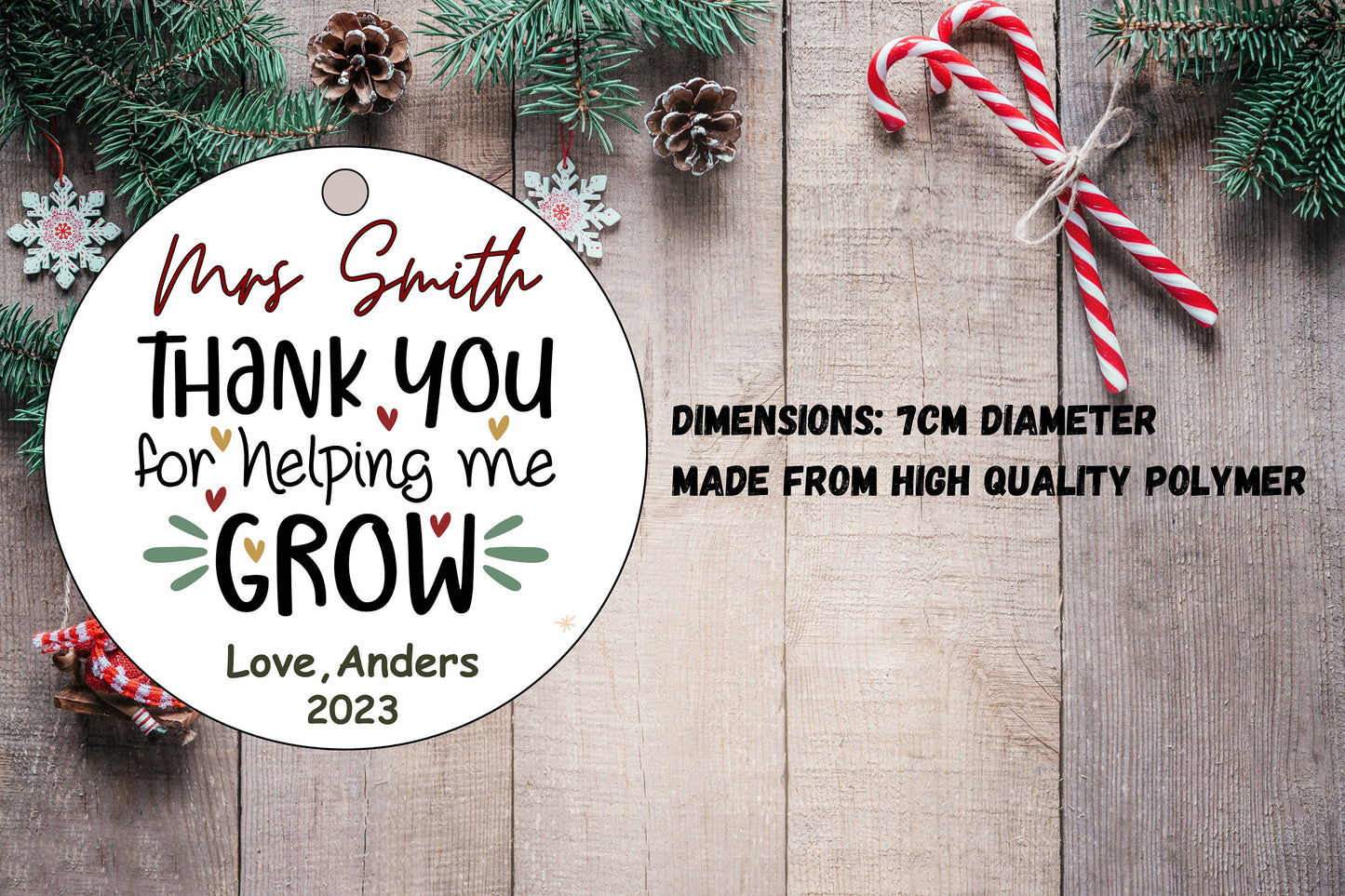 Custom Teacher Christmas Ornament, Teacher Ornaments, Teacher Christmas Gift for Teacher Holiday Gift, Teacher Personalised Gift Keepsake