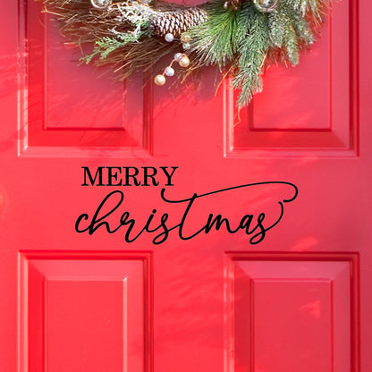 Merry Christmas Front Door Sticker | Vinyl Adhesive Glossy Wall Decal Xmas Decoration